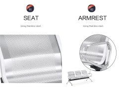 Subway station 3 seater stainless steel waiting chair